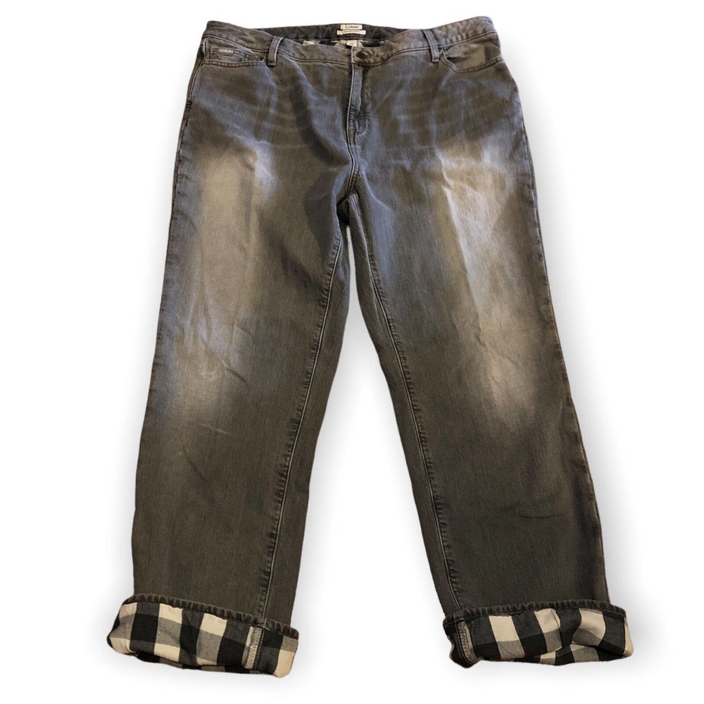 Vintage L.L. Bean Plaid Lined Favorite Fit Jeans Size 20